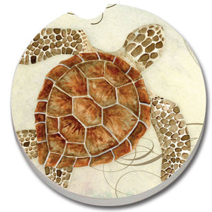 COUNTERART No Pattern Round 2 -Piece Car Coaster Set (Set of 2)