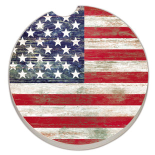 COUNTERART No Pattern Round 2 -Piece Car Coaster Set (Set of 2)