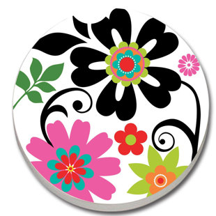 COUNTERART No Pattern Round 2 -Piece Car Coaster Set (Set of 2)