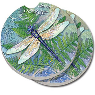 COUNTERART No Pattern Round 2 -Piece Car Coaster Set (Set of 2)
