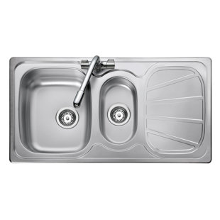 Rangemaster Sink & Taps Baltimore 508mm W Stainless Steel Inset Kitchen Sink with 2 Faucet Holes