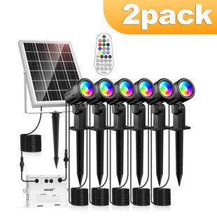 HOME LIGHTING GALLERY INC. Black Low Voltage Solar Powered Integrated Led Rgb Spot Light Ip66 Waterproof With Remote Control (set Of 12)