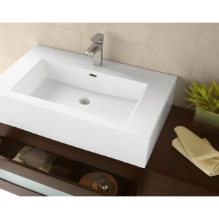 Ronbow Prominent 19.688'' White Ceramic Rectangular Vessel Bathroom Sink with Overflow