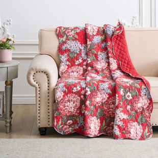 GREENLAND HOME FASHIONS Millie Floral Reversible Quilted Throw