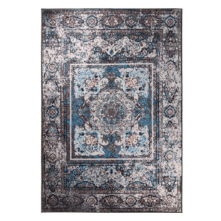 WORLD MENAGERIE Elmhur Traditional Oriental Medallion Scroll Non-Slip Indoor Area Rug