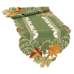 AUGUST GROVE® Weiler Embroidered Cutwork Fall Table Runner