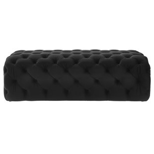 TOV FURNITURE UK 125cm Wide Velvet Tufted Rectangle Standard Ottoman