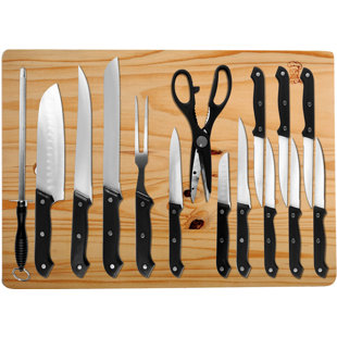IMPERIAL HOME Lexi Home 16 Piece Stainless Steel Knife Set with Cutting Board