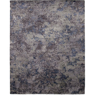 SHALOM BROTHERS La Vista Handmade Hand-Knotted Gray/Blue/Moss/Light Gray Rug