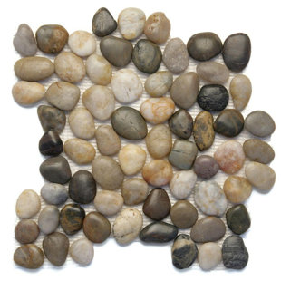 FUSTONE Mixed Pebble River Rock Mosaic Polished 12"x12" Interlocking Wall & Floor Tile