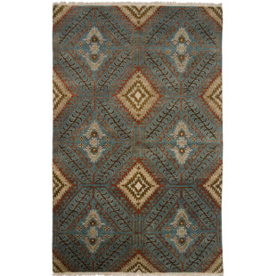 SHALOM BROTHERS Tucson Handmade Hand-Knotted Wool Blue/Brown/Ivory Rug