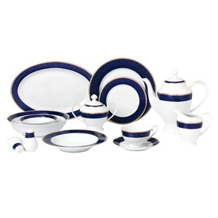 LORREN HOME TRENDS La Luna 57 Piece Bone China Dinnerware Set - Service for 8