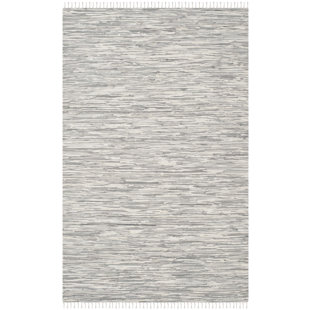 DAKOTA FIELDS Utica Handwoven Flatweave Cotton Silver Area Rug