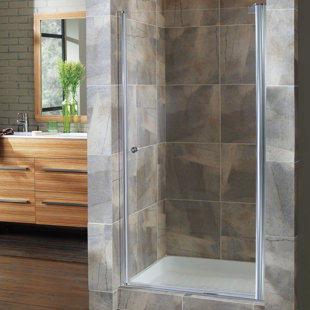 HAZELWOOD HOME Cove 24.5'' W x 72'' H Semi-Frameless Shower Door with Clear Glass