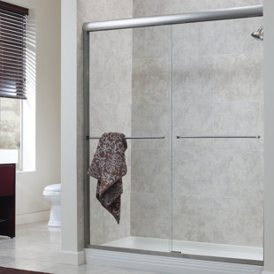 HAZELWOOD HOME Cove 53'' W x 65'' H Bypass Semi-Frameless Shower Door with Glass