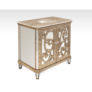 EVERLY QUINN Chenai 36'' Free Standing Single Bathroom Vanity with Marble Top