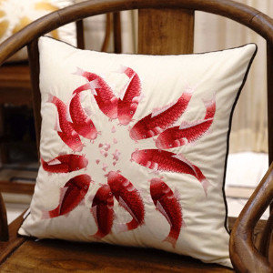 G HOME COLLECTION Fish Embroidered Polyester Throw Pillow