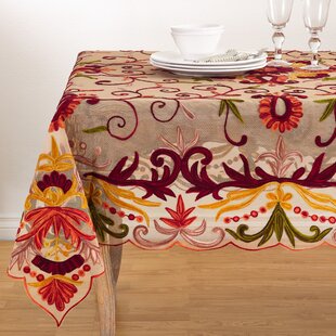 SARO Alessandra Embroidered Tablecloth