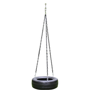 M&M Sales Enterprise Rubber Black Tire Swing with Mounting Hangers and Chains