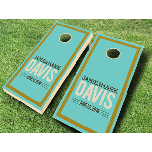 AJJ CORNHOLE 2' x 4' Sea Foam Wedding Stained Solid Wood Cornhole Set with Bags