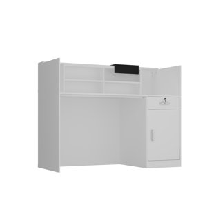 CALDION Rectangle Manufactured Wood Reception Desk with Filing Cabinet