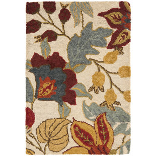 WINSTON PORTER Emrick Hand Hooked Wool Floral Rug