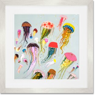 GREENBOX ART Floating Jellyfish Framed On Paper by Eli Halpin Print