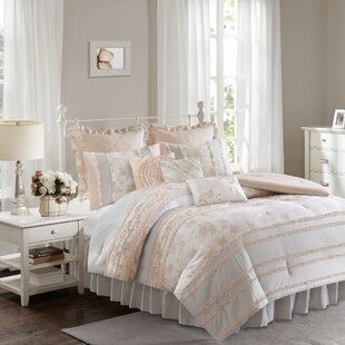 MADISON PARK Serendipity Coral/White/Gray Microfiber Traditional Comforter Set