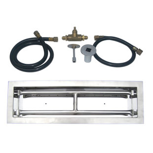 TRETCO Stainless Steel Drop-In Fire Pit Natural Gas Rectangular Burner Kit