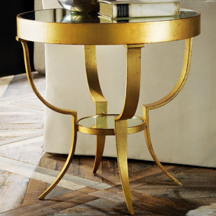 MODERN HISTORY HOME Gueridon Glass End Table with Storage