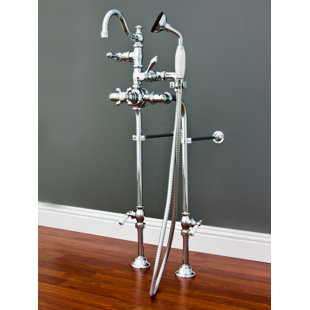 STROM PLUMBING BY SIGN OF THE CRAB Double Handle Wall Mounted Clawfoot Tub Faucet Trim with Diverter and Handshower