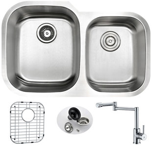 ANZZI Moore 32'' L Undermount Double Bowl Stainless Steel Kitchen Sink
