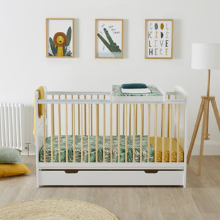 ICKLE BUBBA Coleby Scandi Cot Bed, Under Drawer and All Seasons Premium Pocket Sprung Mattress - Scandi White