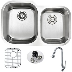 ANZZI Moore 32'' L Undermount Double Bowl Stainless Steel Kitchen Sink