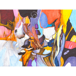 BUY ART FOR LESS "Circle of Life Abstract" by Elizabeth Stacke Painting Print on Wrapped Canvas