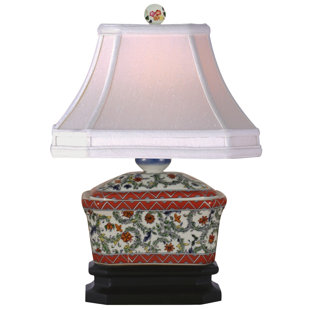 ORIENTAL FURNITURE Porcelain Tea Candy Box 15" Table Lamp
