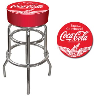 TRADEMARK GLOBAL Swivel Upholstered 31'' Counter Stool with Metal Frame