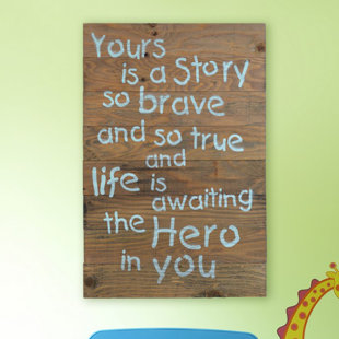FIRESIDE HOME "Yours Is a Story so Brave and so True and Life Is Awaiting the Hero in You" Wooden Pallet Sign Wall Décor