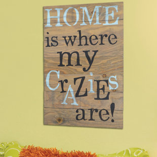 FIRESIDE HOME "Home Is Where My Crazies Are" Wooden Pallet Sign Wall Décor