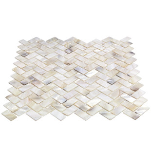 BOND TILE Pacif 0.39" x 0.79" Seashell Chevron Mosaic Wall Tile