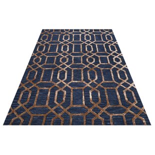 BAKERO Vegas Geometric Hand Woven Dark Blue Area Rug