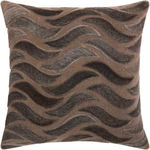 MINA VICTORY Embroidered Leather/Suede Throw Pillow
