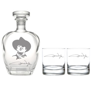 ROLF GLASS John Wayne 3 Piece Whiskey Decanter Set