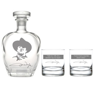 ROLF GLASS John Wayne 3 Piece Whiskey Decanter Set