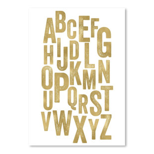 GEMMA VIOLET Alphabet Gold On White On Canvas Textual Art