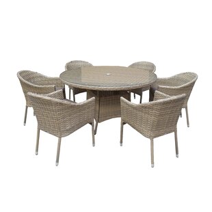 HOKKU DESIGNS Dakota Round 6 - Person 135cm Long Dining Set with Cushions