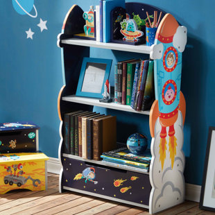 FANTASY FIELDS BY TEAMSON KIDS Fantasy Fields Outer Space Kids 3-Tier Bookshelf with Storage Drawer