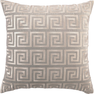 D.L. RHEIN Embroidered Greek Key Linen Throw Pillow