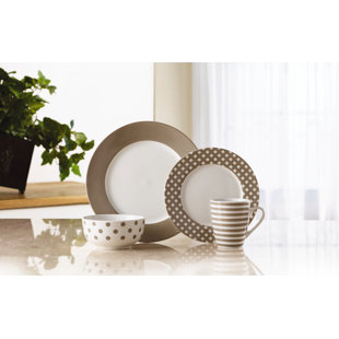 PFALTZGRAFF EVERYDAY Pfaltzgraff Kenna Taupe 16-Piece Porcelain Dinnerware Set, Service for 4