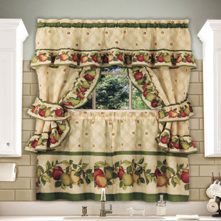 ACHIM IMPORTING CO Apple Orchard Floral Ruffled Cafe Curtain in